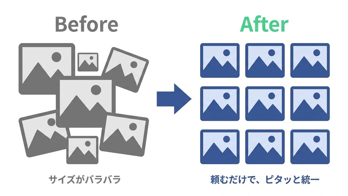 写真サイズのそろえ方 Before/After