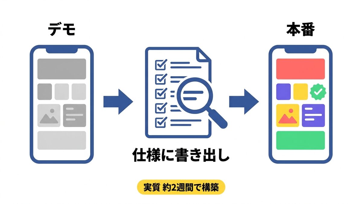 デモ→本番への再構築の図