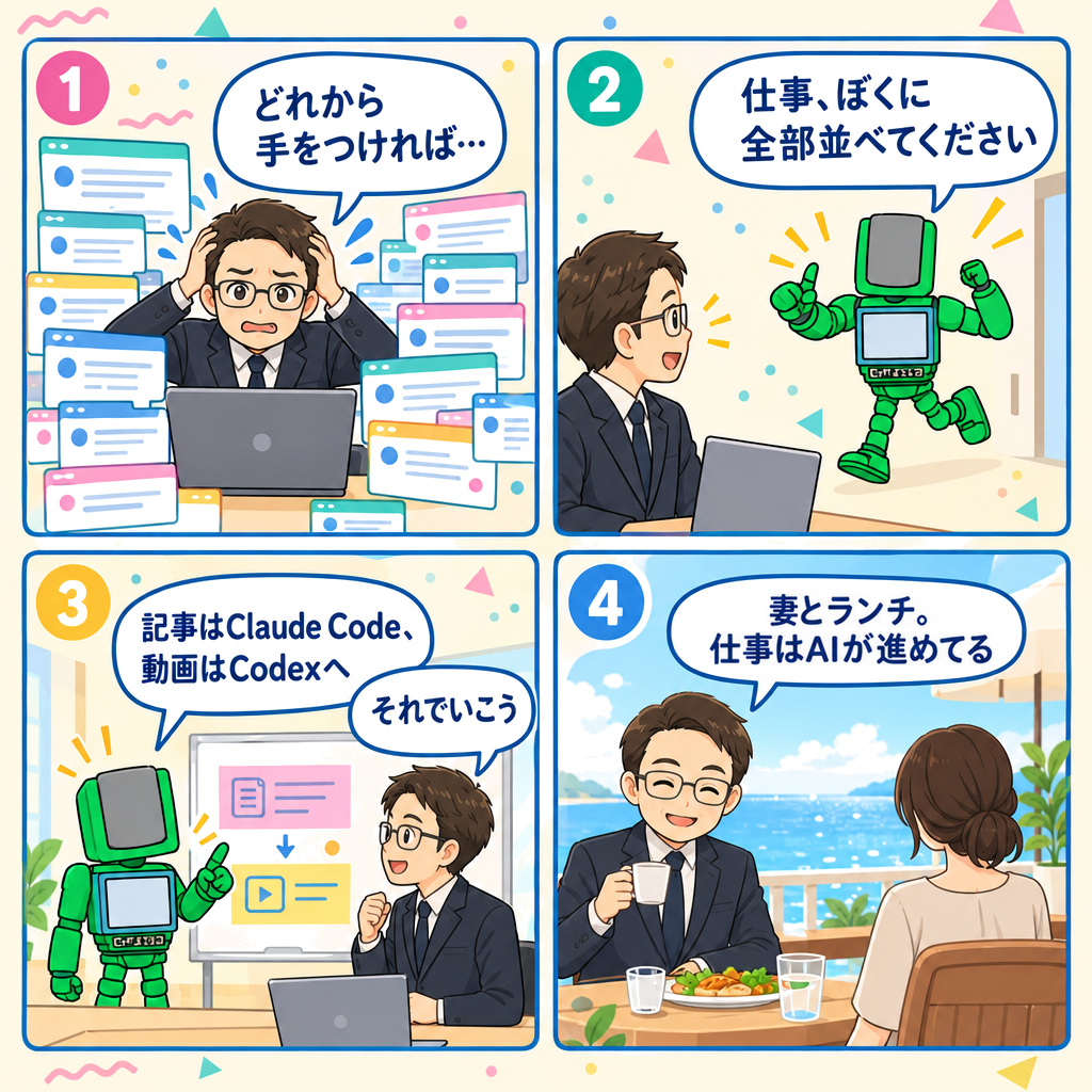 AI秘書で仕事が変わった4コマ