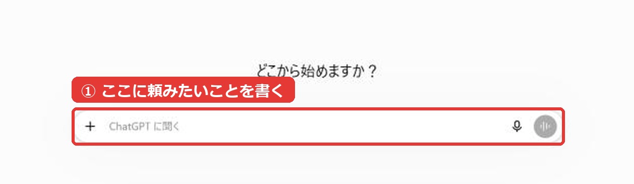 ChatGPTの入力欄の場所