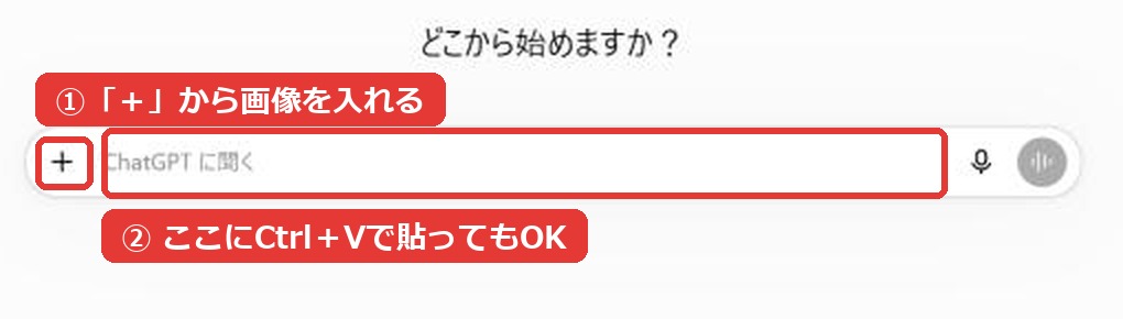 ChatGPTに画像を貼る場所